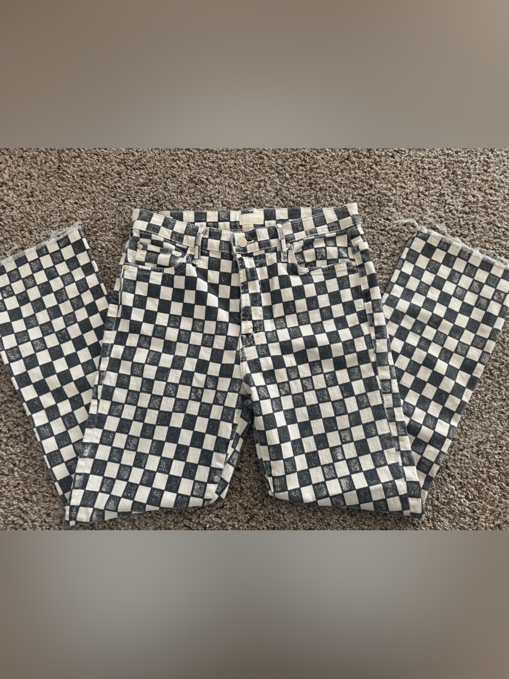 MOTHER Black and White Checkerboard Denim
